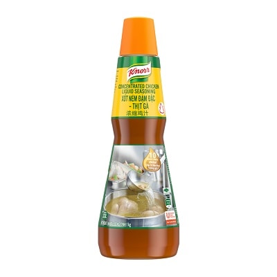 Knorr Xốt Nêm Đậm Đặc Thịt Gà 1kg - Knorr Xốt Nêm Đậm Đặc Thịt Gà gấp 10 lần hàm lượng thịt gà, làm bật lên hương vị và màu sắc của món ăn, cho món ăn thơm ngon, tròn vị.
